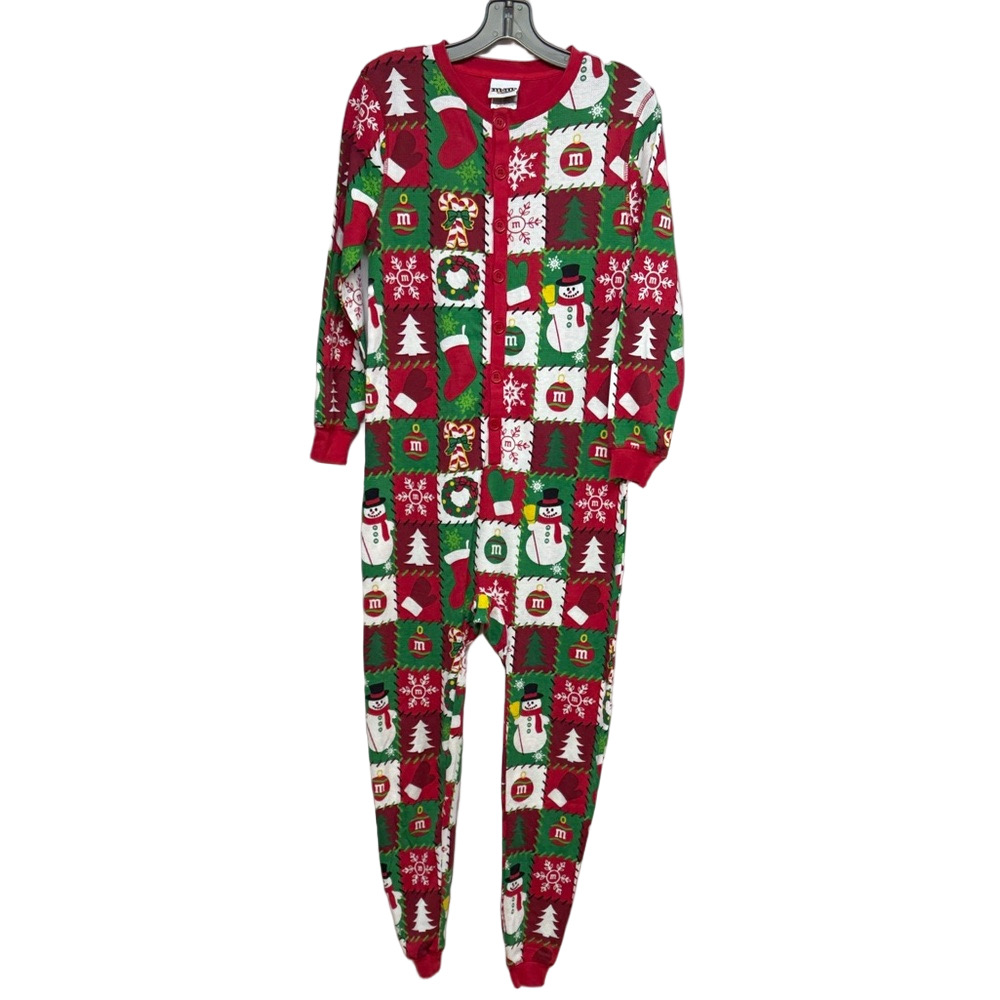M&M’s World XS Christmas Holiday One Piece Pajamas Red Green
